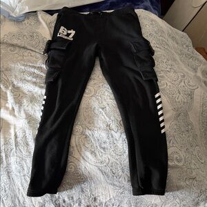 Ring of Fire Black Sweatpants with White Stripe Detail
